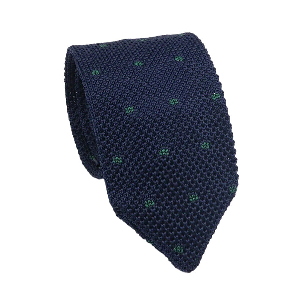 Navy Blue Green Dotted Necktie