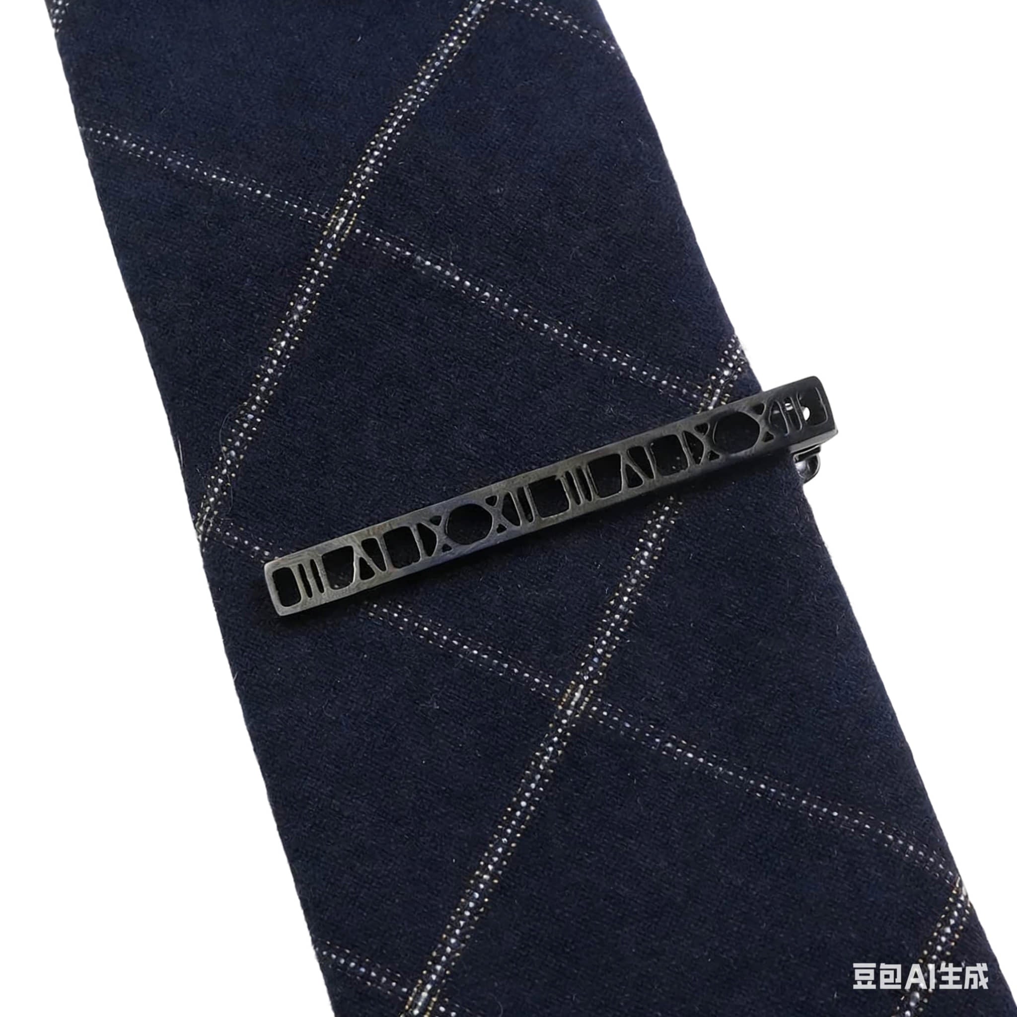 Gray Black Roman Numeral Tie Bar