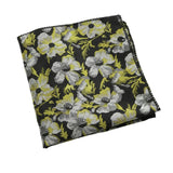 Black Silver Floral Pocket Square