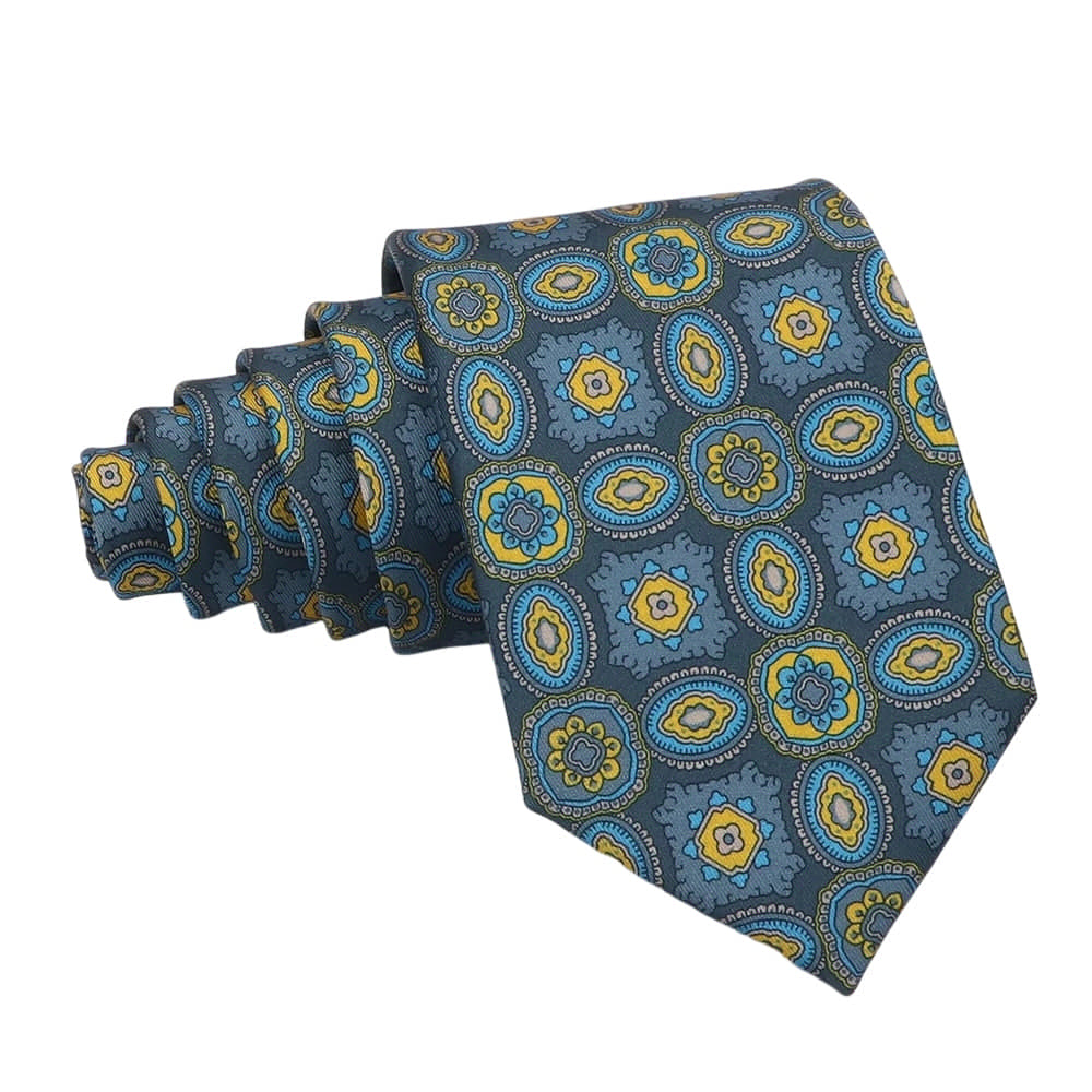 Gray Yellow Geometric Necktie