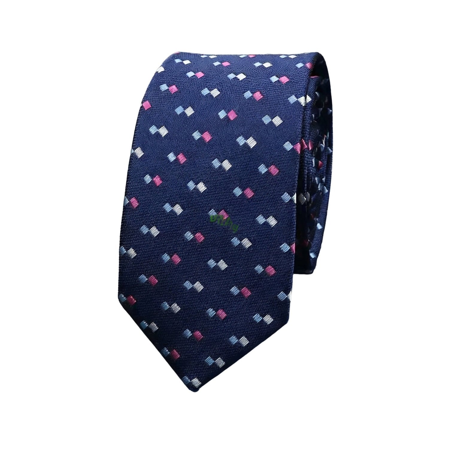 Dark Blue With Multicolor Small Square Necktie
