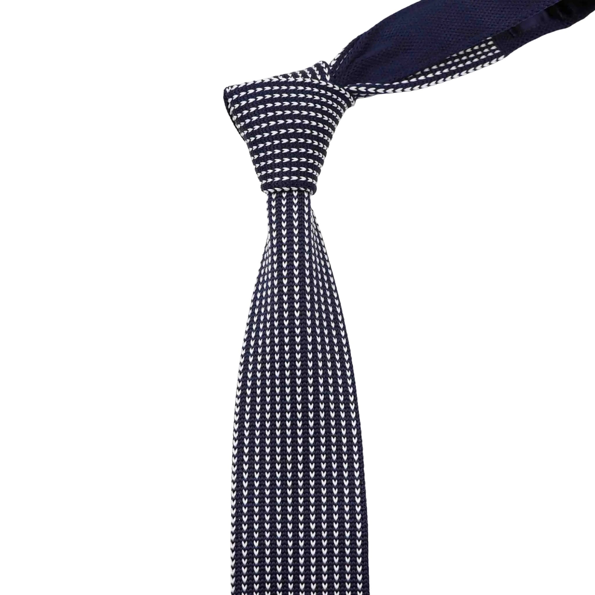Navy White Knitted Tie