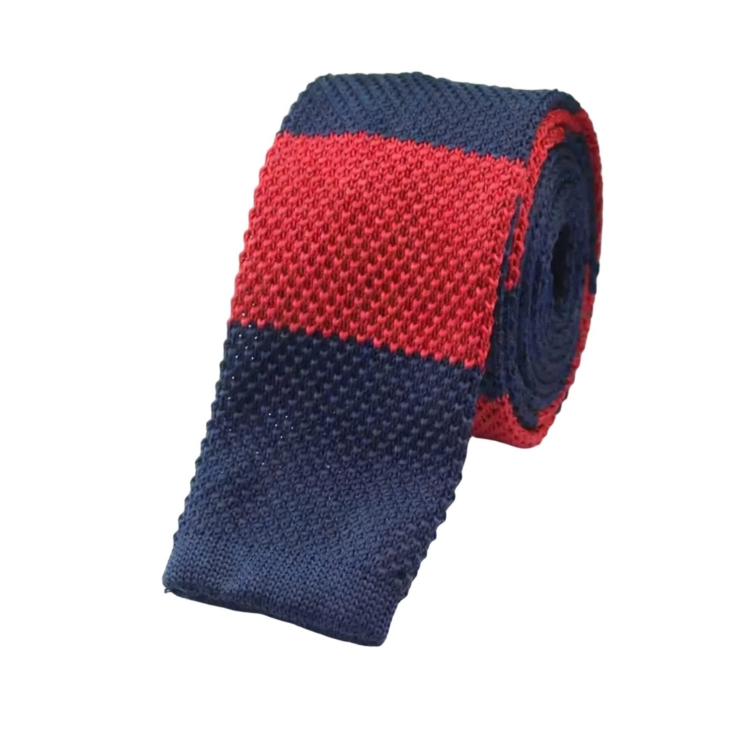 Navy Blue With Red Striped Knitted Necktie