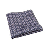 Charcoal Grey Lavender Geometric Floral Pocket Square