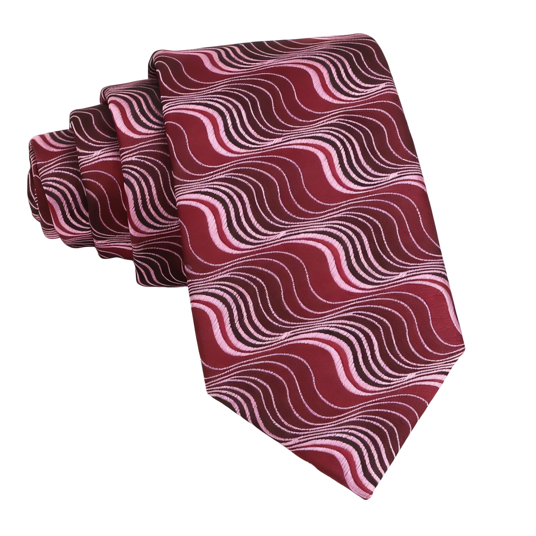 Burgundy Pink Wavy Necktie