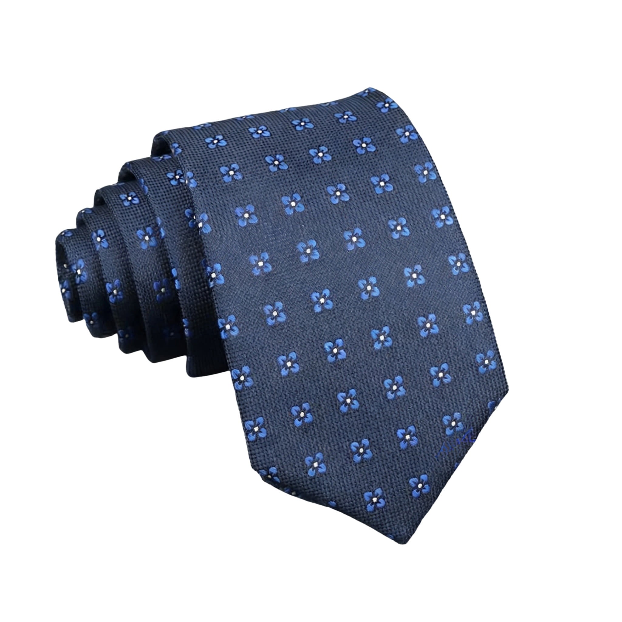 Dark Blue with Light Blue Floral Necktie