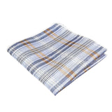 Light Blue Brown Plaid Pocket Square