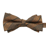 Brown Black Plaid Bowtie
