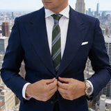 Green With Blue White Striped Necktie