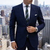 Green With Blue White Striped Necktie