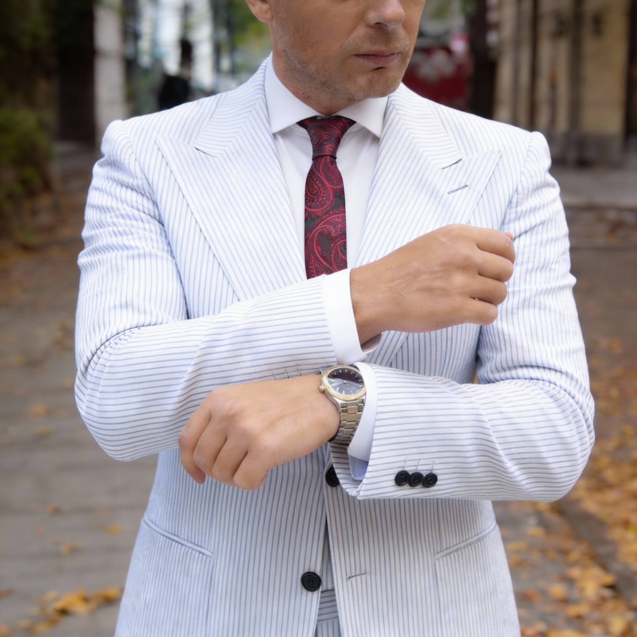 Black With Red Paisley Necktie