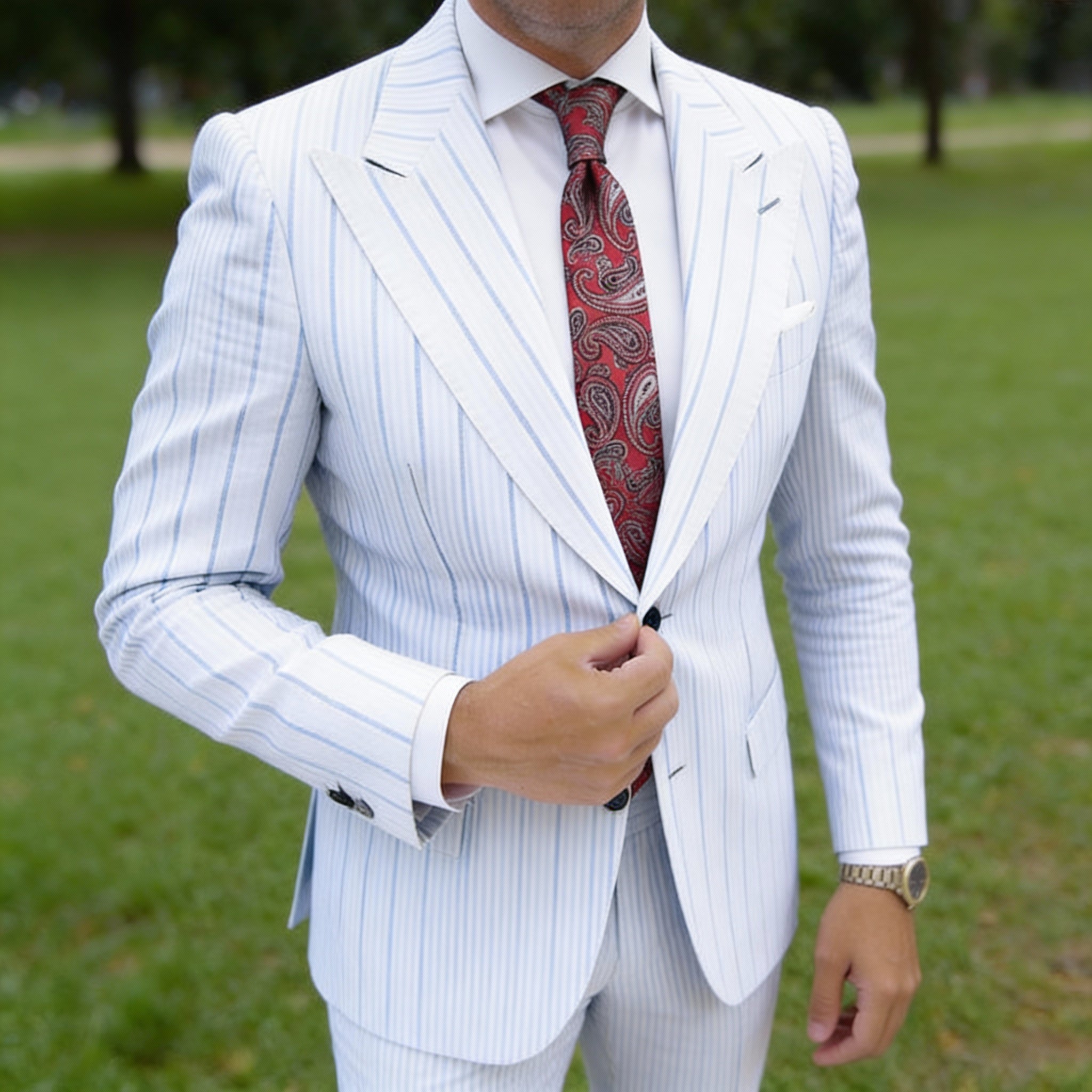 Red Necktie With White Paisley