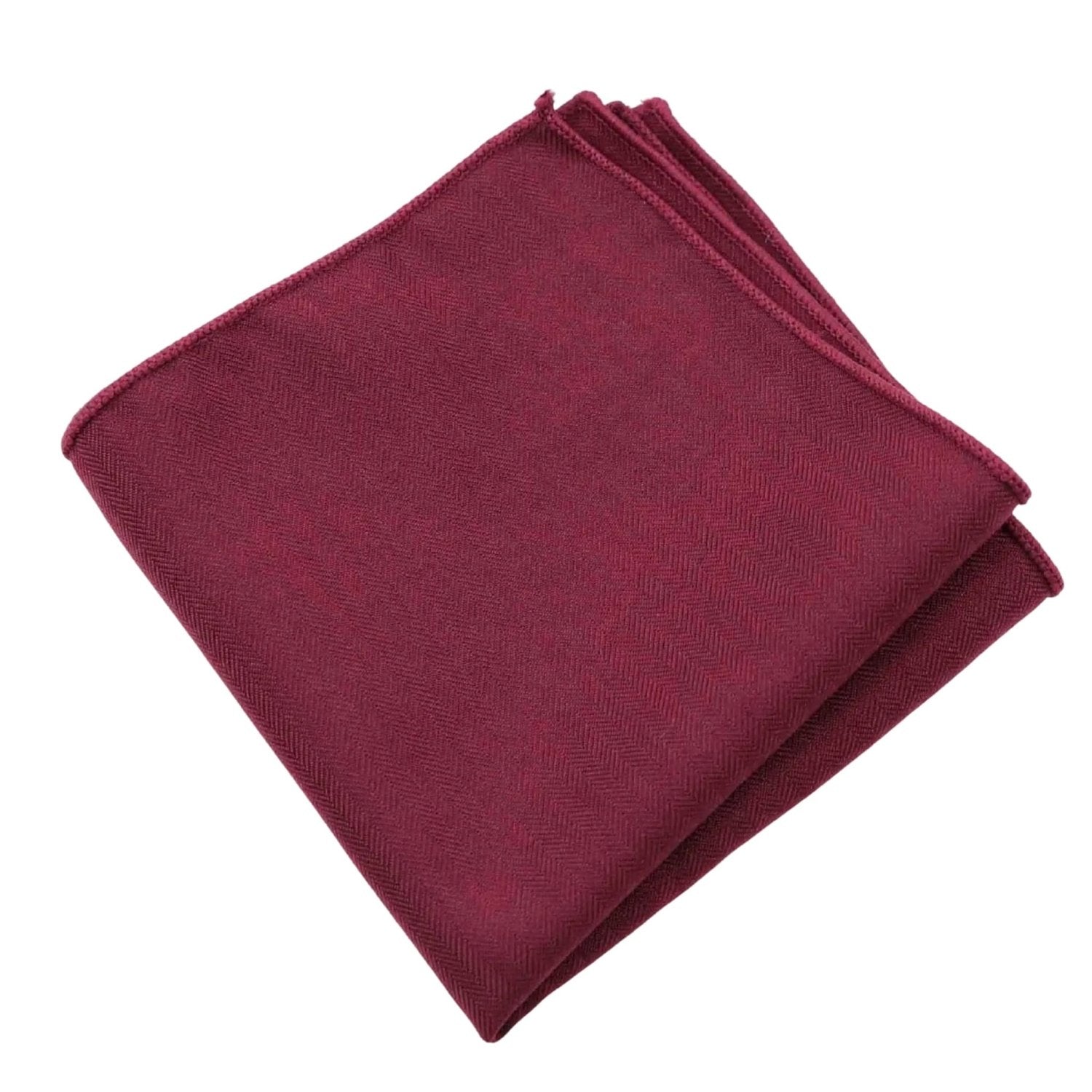 Burgundy With Burgundy Herringbone Pocket Square