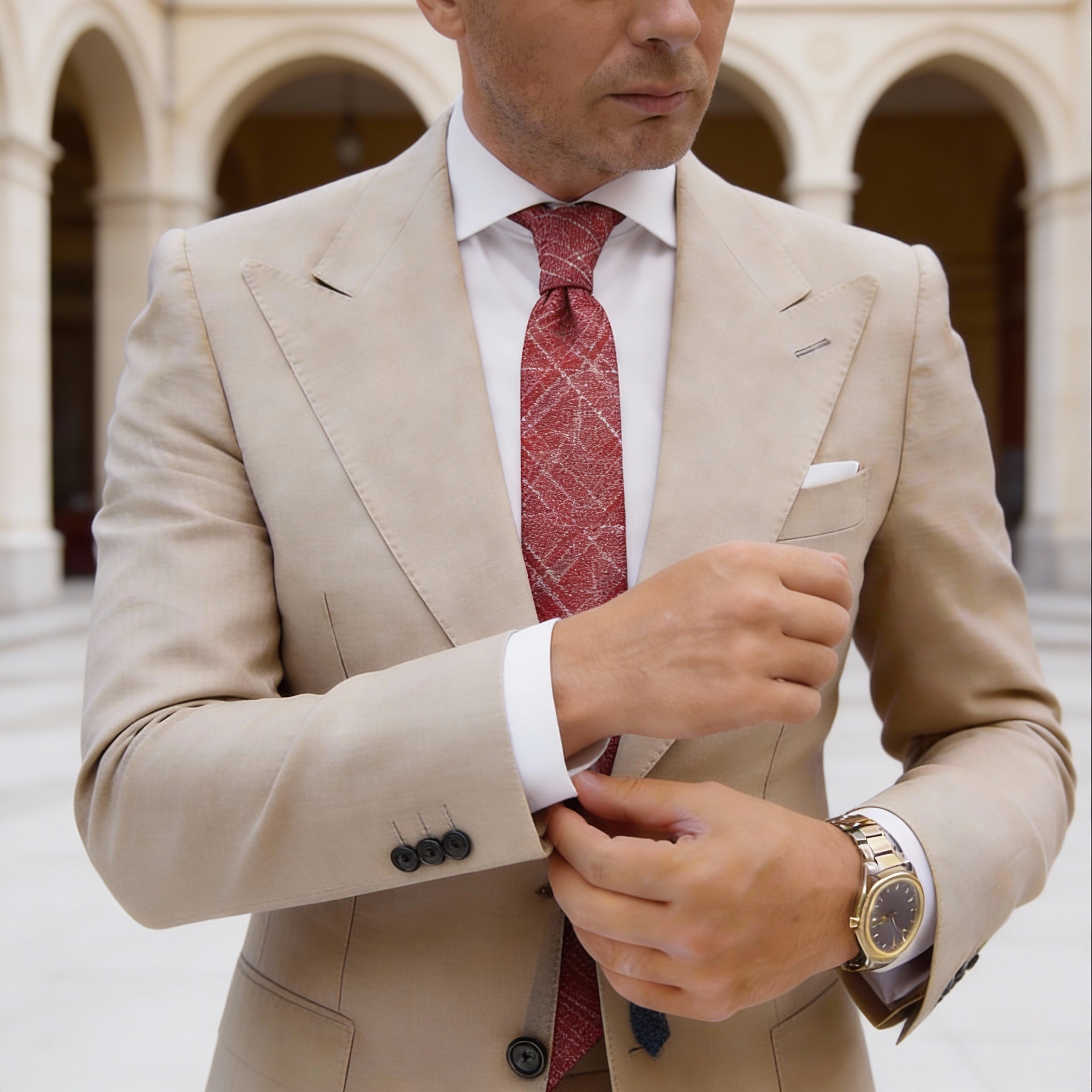 Red with Red Textured Necktie