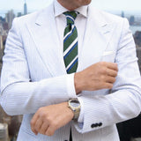Green With Blue And White Stripes Necktie