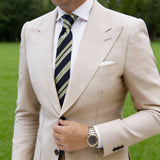 Navy Blue With Light Green Striped Necktie