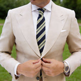 Navy Blue With Light Green Striped Necktie