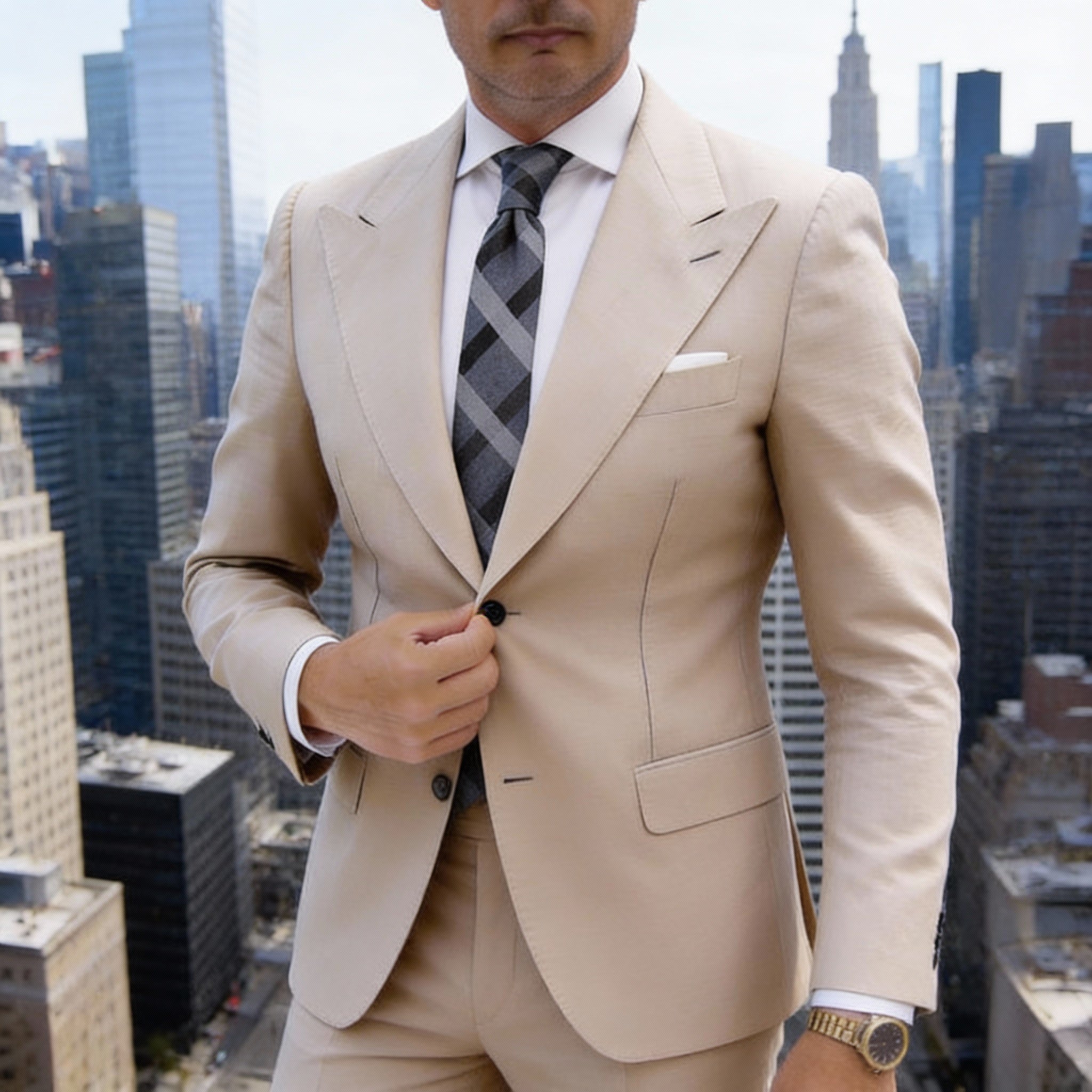 Gray With Black Striped Necktie