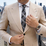 Gray With Black Striped Necktie