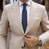 Navy Blue Necktie With White & Light Blue Stripes