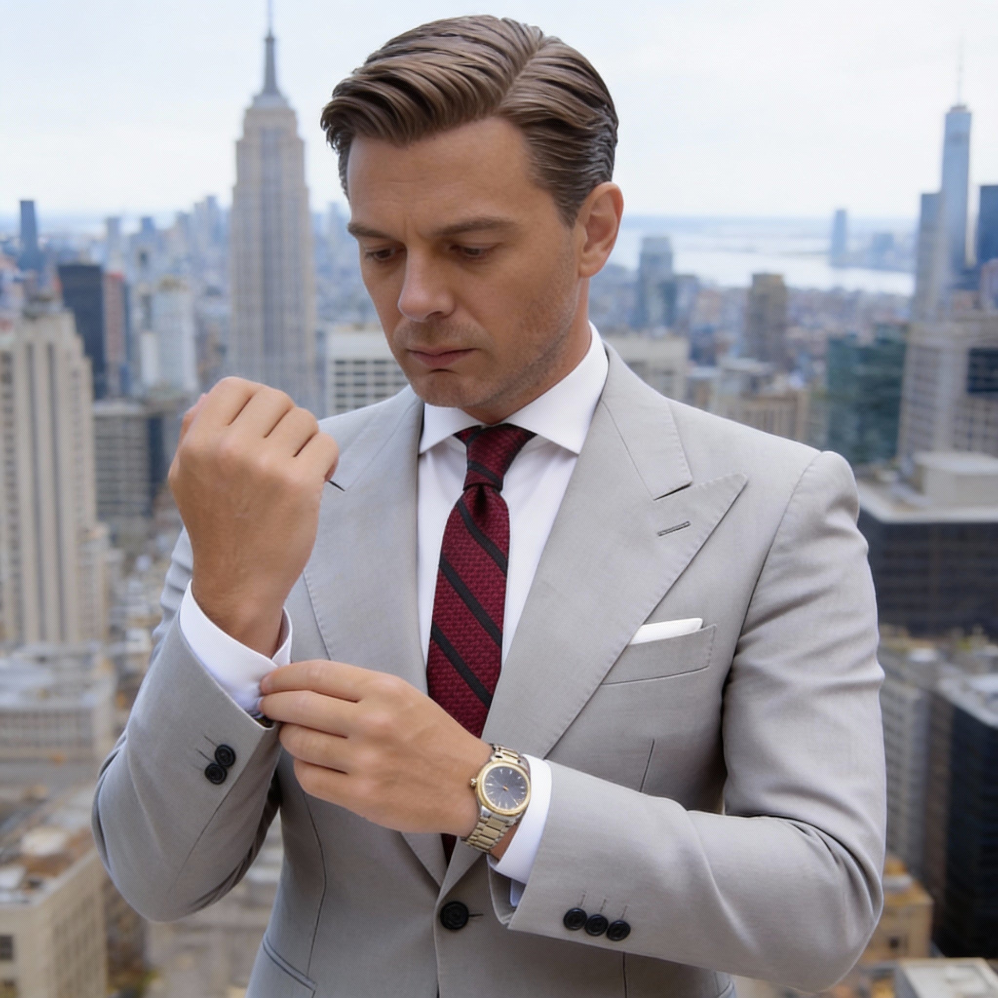 Red With Blue Stripe Necktie