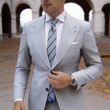 Dark Blue With White Dotted Diagonal Stripes Necktie