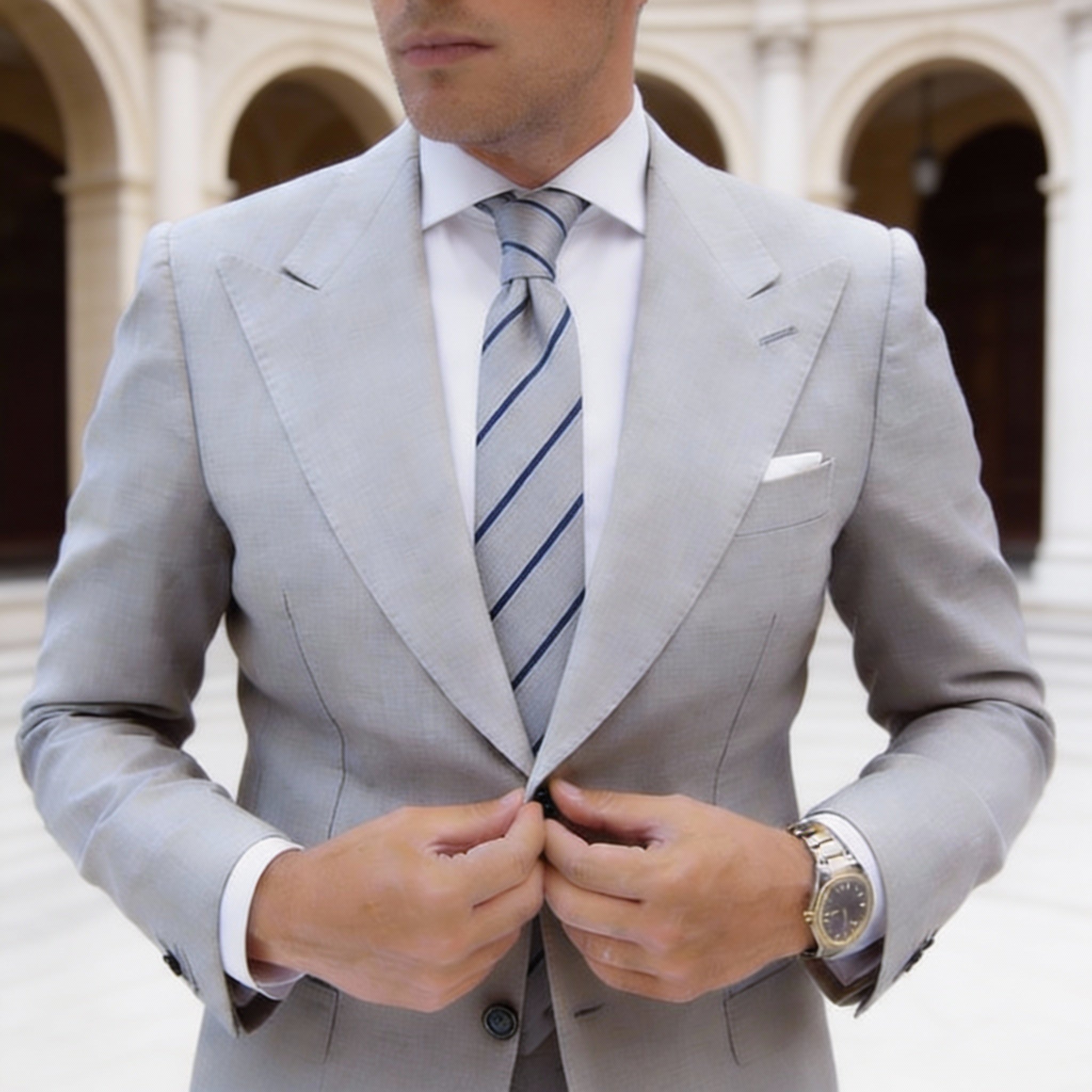 Dark Blue With White Dotted Diagonal Stripes Necktie