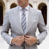 Dark Blue With White Dotted Diagonal Stripes Necktie