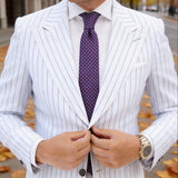 Purple With White Small Square Necktie
