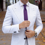 Purple With White Small Square Necktie