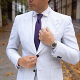 Purple With White Small Square Necktie