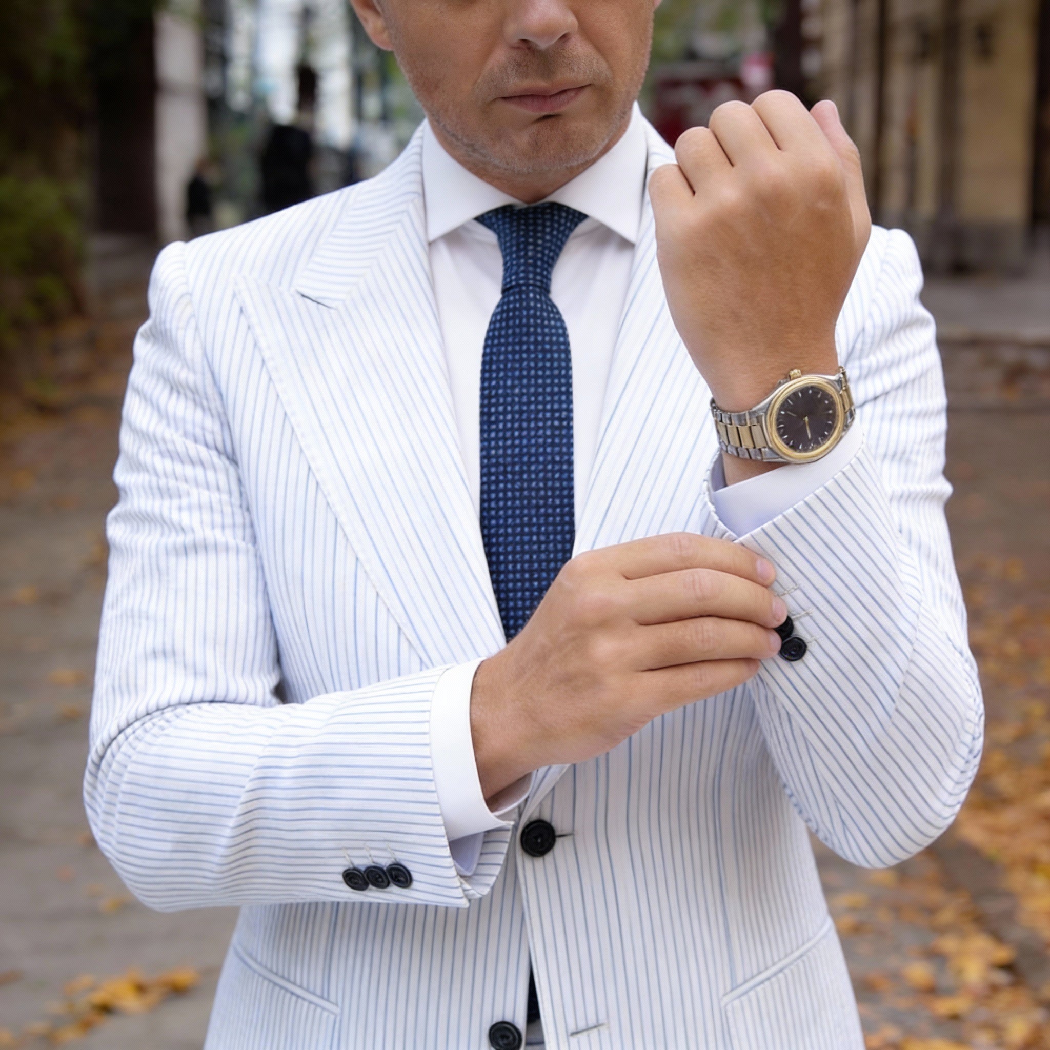 Navy Blue With Light Blue Micro Pattern Necktie