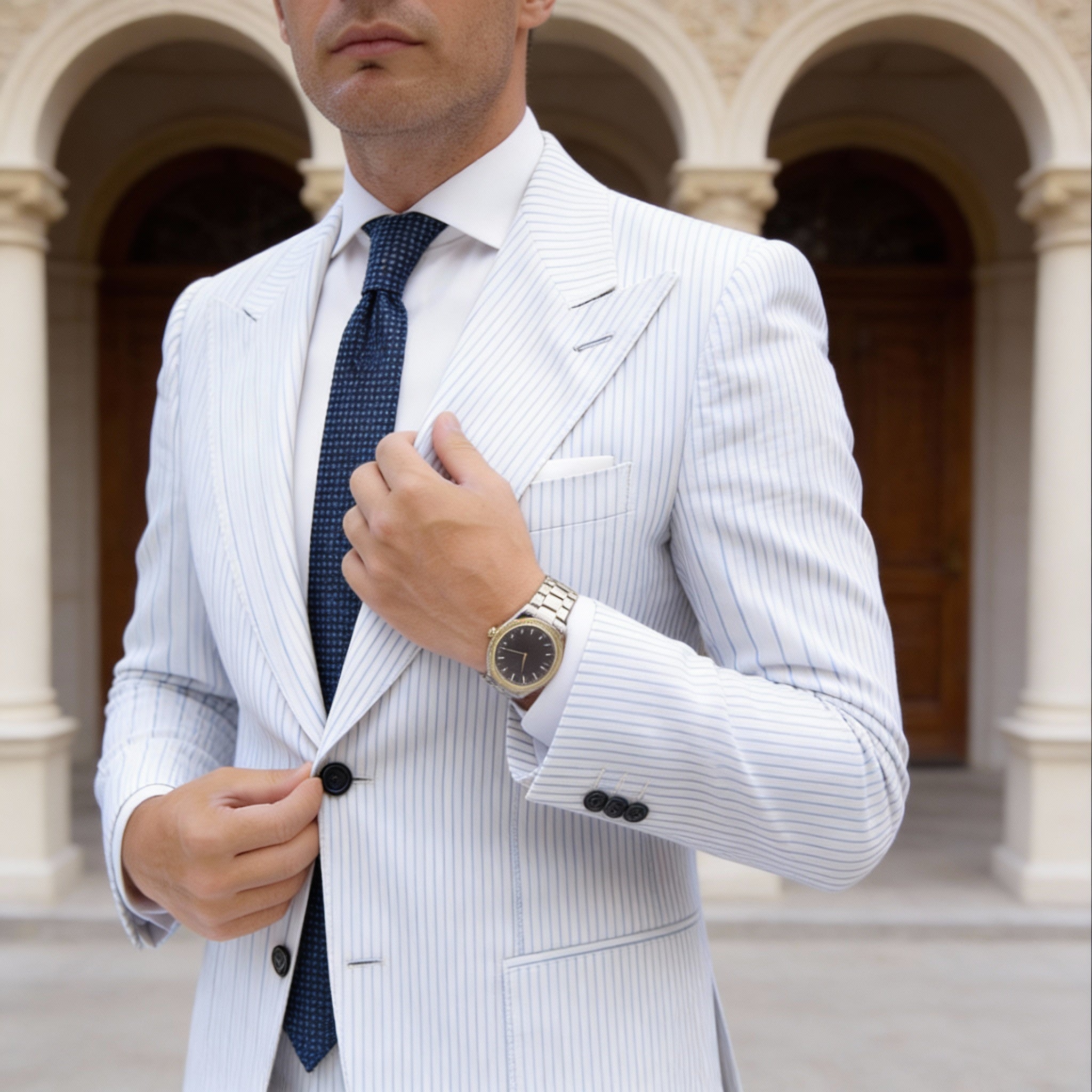 Navy Blue With Light Blue Micro Pattern Necktie