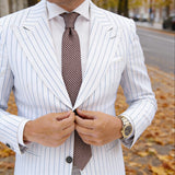 Blue With Light Blue Geometric Square Necktie