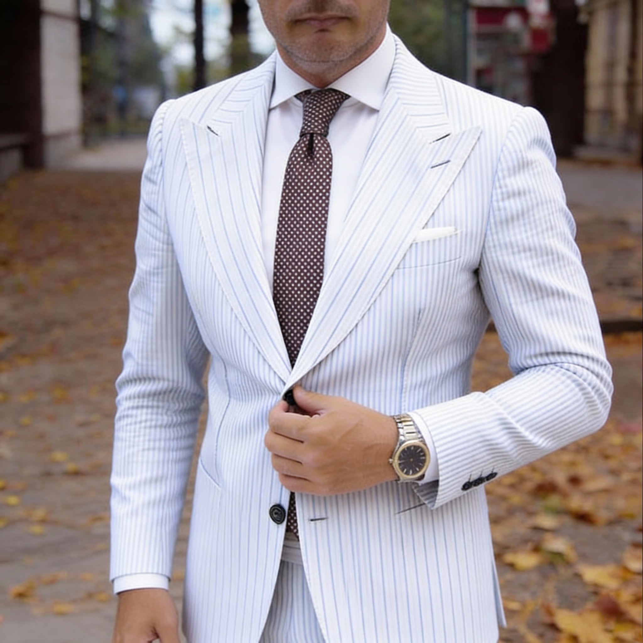 Blue With Light Blue Geometric Square Necktie