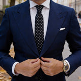 Black with White Square Necktie