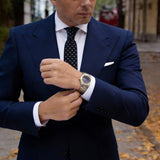 Black with White Square Necktie