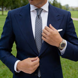 Gray With Small Blue Square Necktie