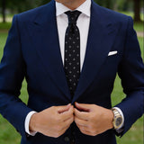 Black With Silver Small Floral Necktie