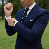 Black With Silver Small Floral Necktie