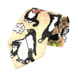 Beige Black Cartoon Necktie