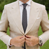 Dark Gray Necktie With Small White Squares