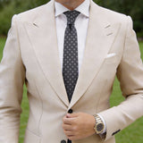 Dark Gray Necktie With Small White Squares