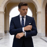 Navy Blue With Light Blue Flower Necktie