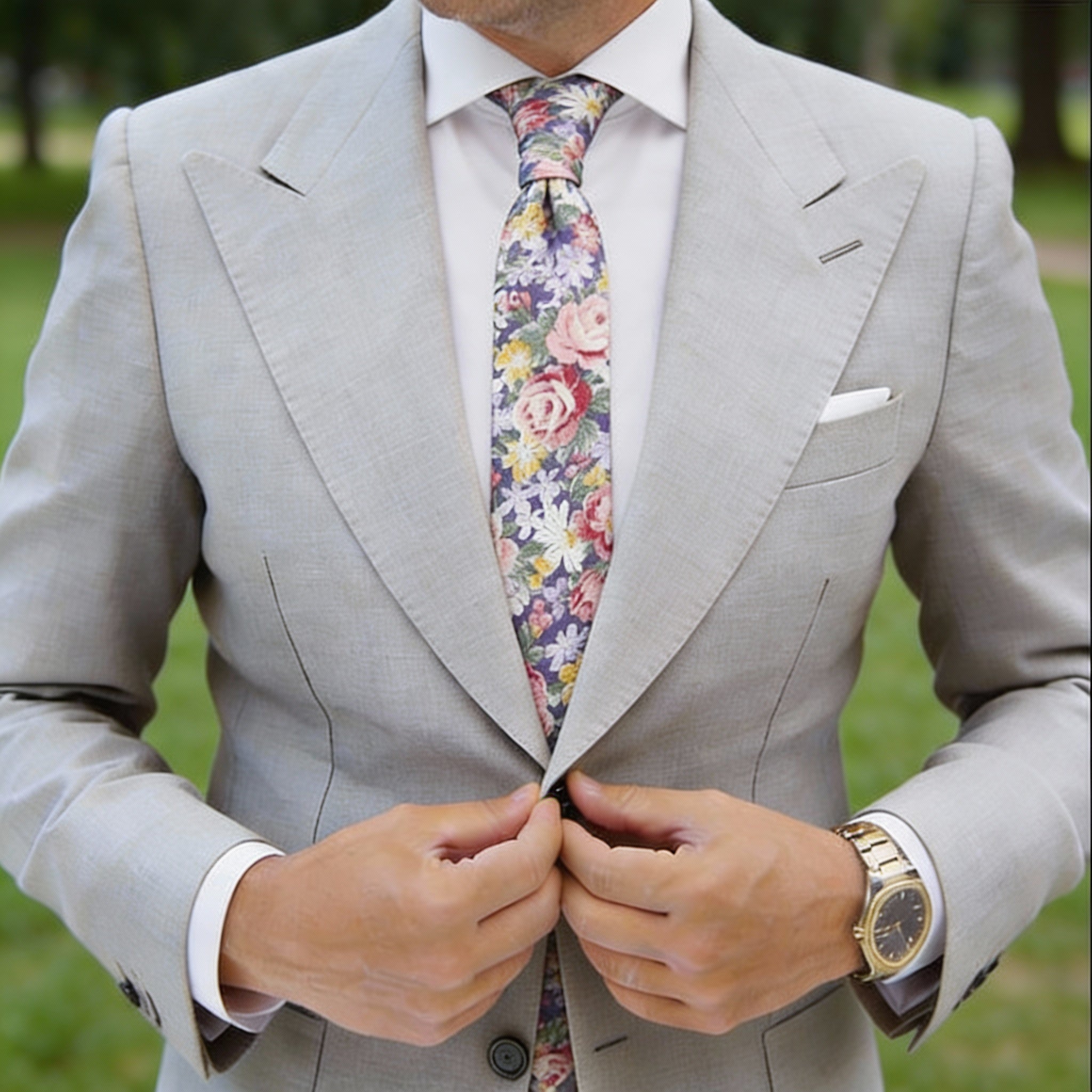 Purple with Multicolor Floral Necktie