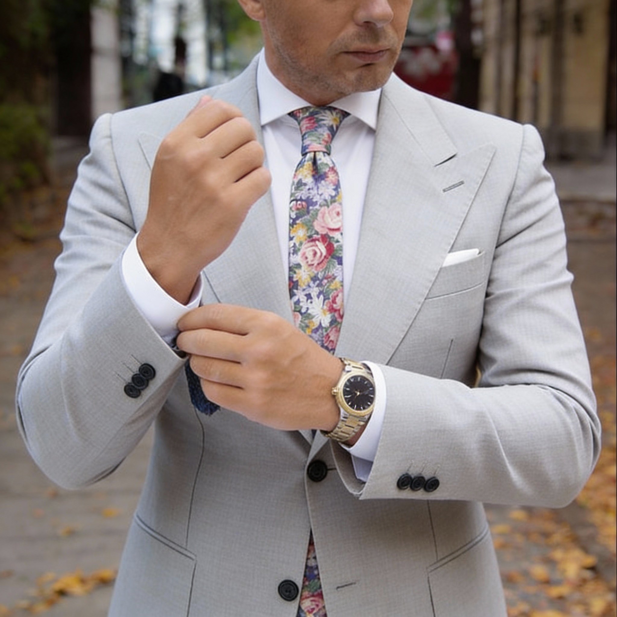 Purple with Multicolor Floral Necktie