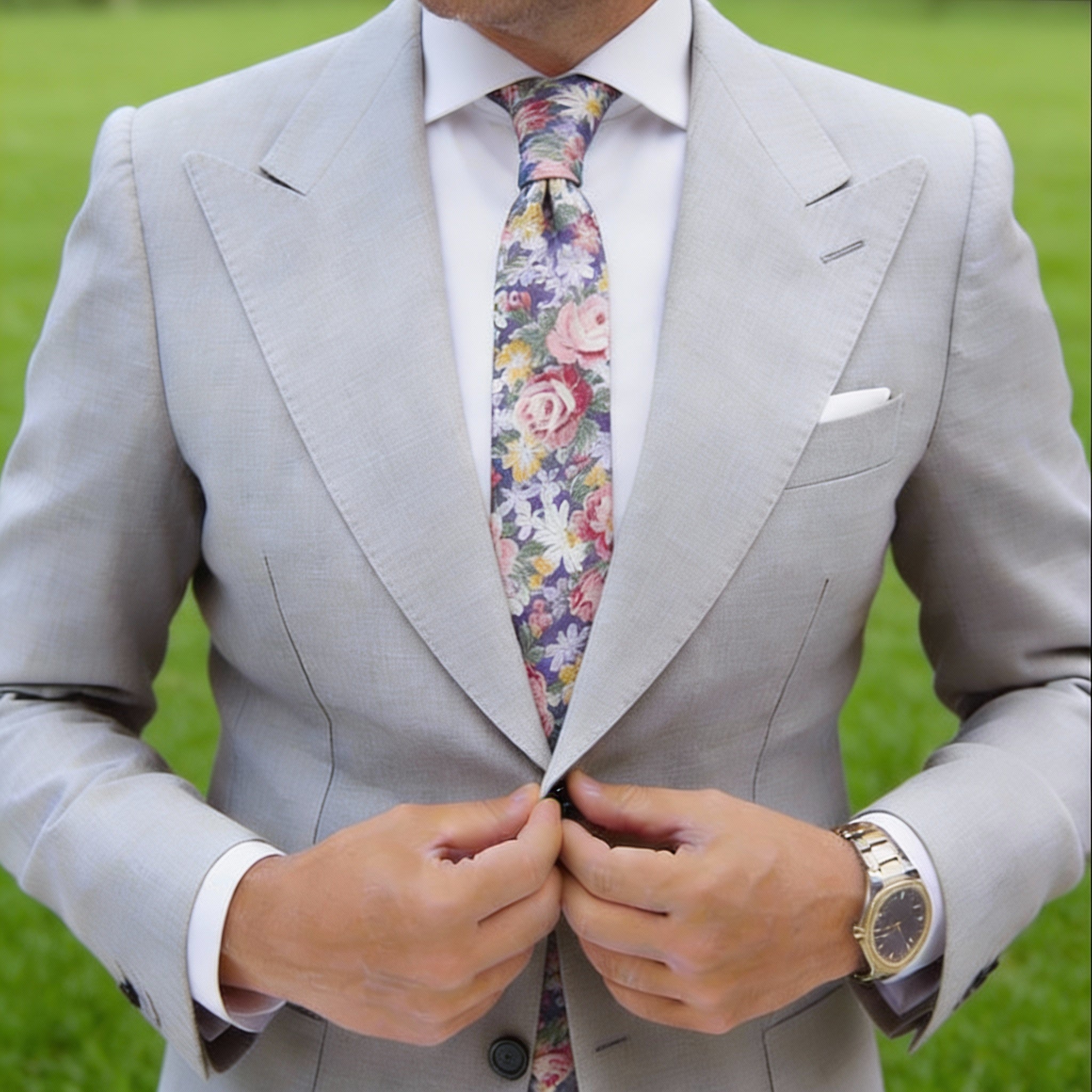 Purple with Multicolor Floral Necktie