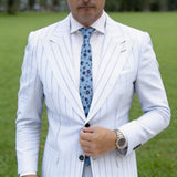 Light Blue Necktie With Dark Blue Floral Pattern