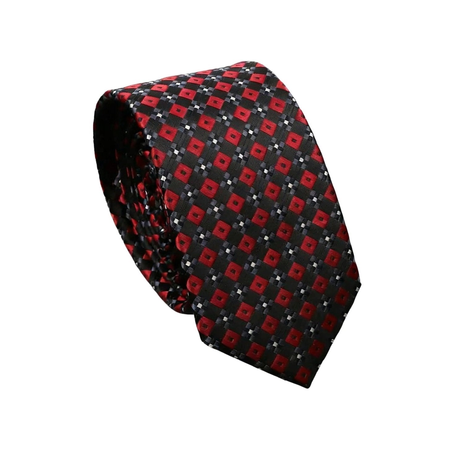 Black With Red Square Necktie
