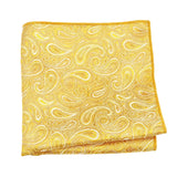 Gold White Paisley Pocket Square